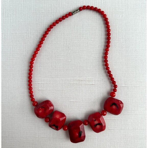 Bamboo Coral Necklace Red Beads - Picture 12 of 13